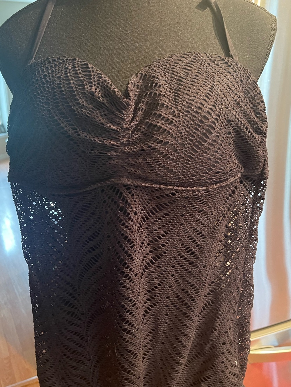 Wacoal Black Crochet One-Piece Swimsuit